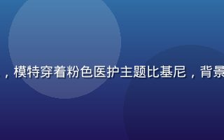 比基尼护士摄影棚内棚拍写真，模特穿着粉色医护主题比基尼，背景为白色干净摄影棚，灯光柔和